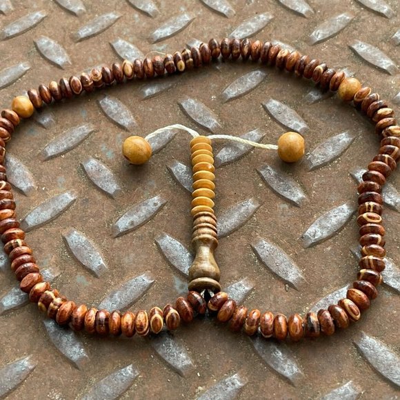 Real Wood Tasbeeh Brown Beads Handmade Tasbeh Religious Muslim Beads New - Picture 7 of 7